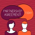 Handwriting text Partnership Agreement. Concept meaning Legal form of business operation between parties Blank Faces of Royalty Free Stock Photo