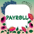 Handwriting text Payroll. Business overview total of all compensation business must pay to its employees