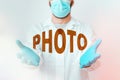 Handwriting text photo. Concept meaning defined as produced by light, image taken with the help of light. Laboratory Royalty Free Stock Photo