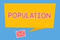 Handwriting text Population. Concept meaning All the inhabitants of a particular place People density