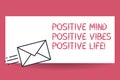 Handwriting text Positive Mind Positive Vibes Positive Life. Concept meaning Motivation inspiration to live Fast Royalty Free Stock Photo