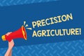 Handwriting text Precision Agriculture. Concept meaning modern farming practices for efficient production Human Hand