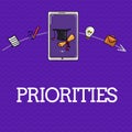 Handwriting text Priorities. Concept meaning Things that are regarded as more important urgent than others Royalty Free Stock Photo