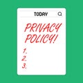 Handwriting text Privacy Policy. Concept meaning statement or legal document that discloses ways party gathers Search