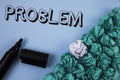 Handwriting text Problem. Concept meaning Trouble that need to be solved Difficult Situation Complication written on Plain Blue ba Royalty Free Stock Photo