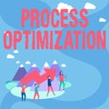 Text sign showing Process Optimization. Business idea Improve Organizations Efficiency Maximize Throughput Four Royalty Free Stock Photo