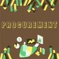 Conceptual caption Procurement. Business showcase Procuring Purchase of equipment and supplies