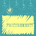 Handwriting text Procurement. Concept meaning Procuring Purchase of equipment and supplies Set of Transparent Bulbs
