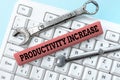 Handwriting text Productivity Increase. Word for get more things done Output per unit of Product Input Downloading