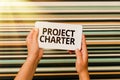 Handwriting text Project Charter. Business overview typically short formal document that describes your project Voice