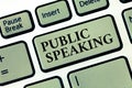 Handwriting text Public Speaking. Concept meaning talking people stage in subject Conference Presentation