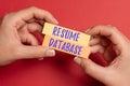 Handwriting text Resume Database. Business showcase database of candidates that you can search by skillset Drawing