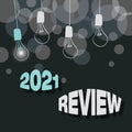 Hand writing sign 2021 Review. Business concept remembering past year events main actions or good shows Abstract