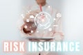 Handwriting text Risk Insurance. Business overview The possibility of Loss Damage against the liability coverage