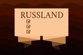 Handwriting text Russland. Concept meaning former empire of eastern Europe and northern Asia Slavic