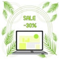 Handwriting text Sale 30 Percent. Concept meaning A promo price of an item at 30 percent markdown Open Modern Laptop Royalty Free Stock Photo