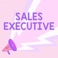 Handwriting text Sales Executive. Business overview responsible for the overall sales activities of the company