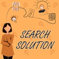 Handwriting text Search Solution. Concept meaning an action or process of finding solution to a problem Woman Innovative Royalty Free Stock Photo