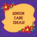 Handwriting text Senior Care Ideas. Concept meaning encompasses any services required to assist old citizens Blank Royalty Free Stock Photo