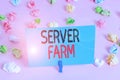 Handwriting text Server Farm. Concept meaning a group of computers acting as servers and housed together Colored