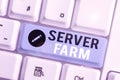 Handwriting text Server Farm. Concept meaning a group of computers acting as servers and housed together.