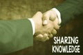 Sign displaying Sharing Knowledge. Internet Concept knowledge is exchanged among showing or organizations Two