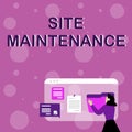 Handwriting text Site Maintenance. Business approach keeping the website secure updated running and bugfree Woman