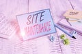 Handwriting text Site Maintenance. Concept meaning keeping the website secure updated running and bugfree Notepaper Royalty Free Stock Photo