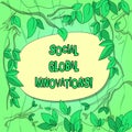 Handwriting text Social Global Innovations. Concept meaning new concepts that meets social global needs Tree Branches