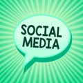 Handwriting text Social Media. Concept meaning Online communication channel Networking Microblogging Green speech bubble message r Royalty Free Stock Photo