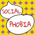 Handwriting text Social Phobia. Internet Concept overwhelming fear of social situations that are distressing Royalty Free Stock Photo