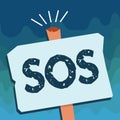 Handwriting text Sos. Concept meaning Urgent appeal for help International code signal of extreme distress Royalty Free Stock Photo