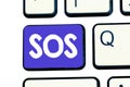 Handwriting text Sos. Concept meaning Urgent appeal for help International code signal of extreme distress Royalty Free Stock Photo