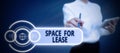Handwriting text Space For Lease. Concept meaning Available location for rent to use for commercial purposes Man Wearing Royalty Free Stock Photo