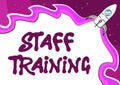Handwriting text Staff Training. Word for A program that helps employees to learn specific knowledge Typing Computer Royalty Free Stock Photo