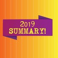Handwriting text 2019 Summary. Concept meaning summarizing past year events main actions or good shows Blank Folded