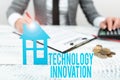 Handwriting text Technology Innovation. Business showcase advanced net connected devices a Creative Technique New home Royalty Free Stock Photo