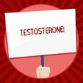 Handwriting text Testosterone. Concept meaning Male hormones development and stimulation sports substance Hand Holding