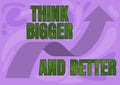 Handwriting text Think Bigger And Better. Word Written on no Limits be Open minded Positivity Big Picture Illustration