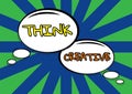 Hand writing sign Think CreativeThe ability to perceive patterns that are not obvious. Business idea The ability to Royalty Free Stock Photo