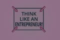 Handwriting text Think Like An Entrepreneur. Concept meaning Have an entrepreneurship mind Start up strategy Square