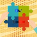 Handwriting text Time To Detox. Concept meaning when you purify your body of toxins or stop consuming drug Four Blank Royalty Free Stock Photo