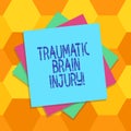 Handwriting text Traumatic Brain Injury. Concept meaning Insult to the brain from an external mechanical force Multiple Layer of