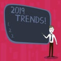 Handwriting text 2019 Trends. Concept meaning New year developments in fashion Changes Innovations Modern.