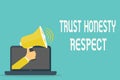 Handwriting text Trust Honesty Respect. Concept meaning Respectable Traits a Facet of Good Moral Character Royalty Free Stock Photo