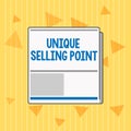 Handwriting text Unique Selling Point. Concept meaning Differentiate a Product Specific Features and Benefits Royalty Free Stock Photo