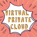 Writing displaying text Virtual Private Cloud. Word Written on configurable pool of shared computing resources Royalty Free Stock Photo