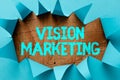 Handwriting text Vision Marketing. Conceptual photo outlining how they plan to change and improve in the future Royalty Free Stock Photo