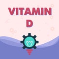 Handwriting text Vitamin D. Business concept Nutrient responsible for increasing intestinal absorption Illuminated Light