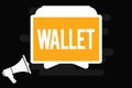 Handwriting text Wallet. Concept meaning Pocketsized flat folding case for holding money and plastic cards Royalty Free Stock Photo